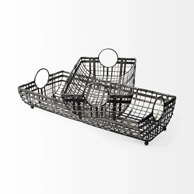 gray metal circle handle trays for home decor