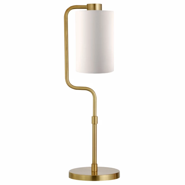 metal table lamp with white cylinder shade