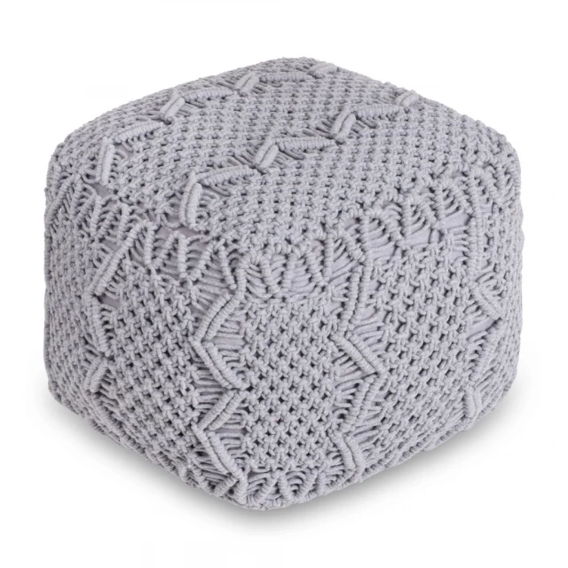 light gray cotton blend pouf ottoman in a creative arts style with natural material