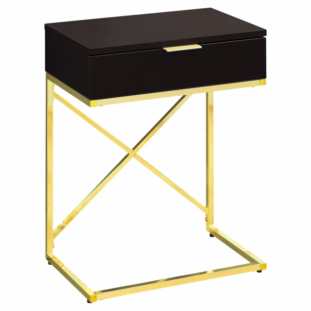 Gold black end table with drawer for modern home decor