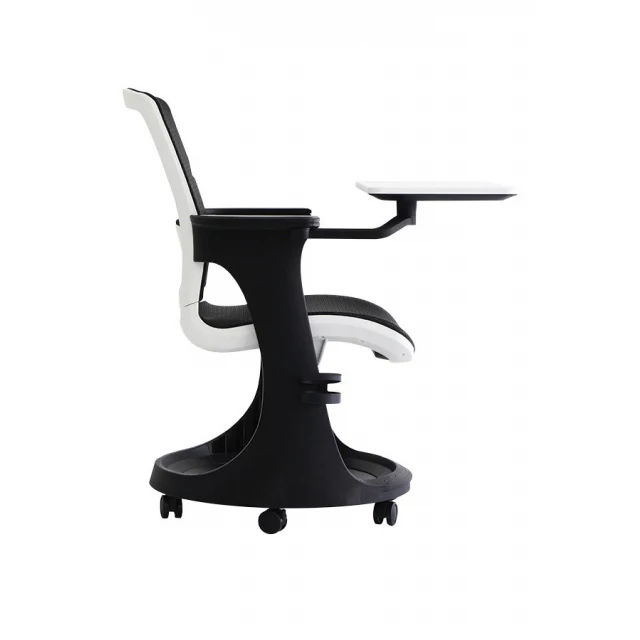 black mesh rolling office chair with metal frame and ergonomic design