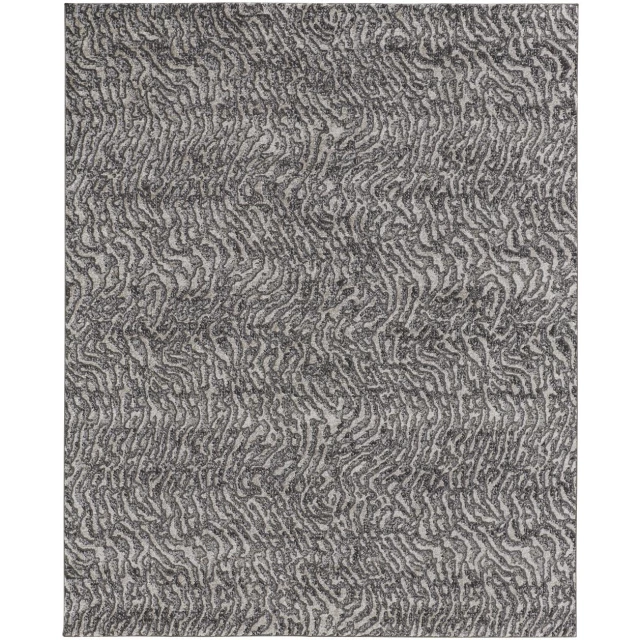 power loom stain resistant area rug in brown and grey with a rectangle pattern