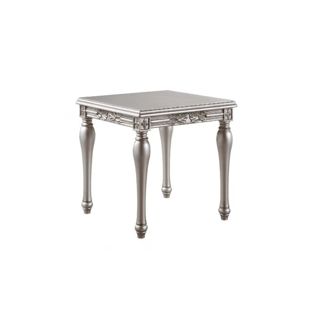Platinum manufactured wood square end table in modern design with versatile uses as coffee table and stool
