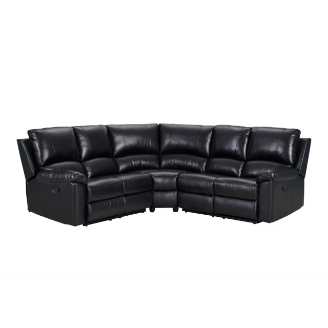 Blend reclining U-shaped corner sectional couch in a studio setting with wooden accents