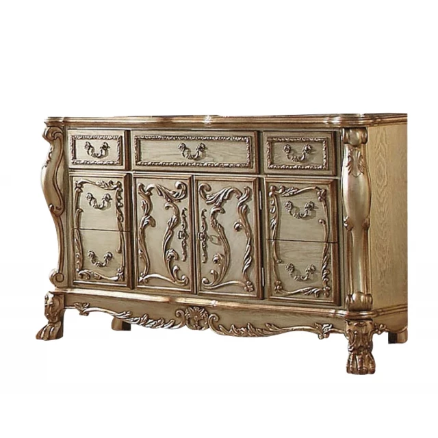 Patina bone wood poly resin dresser server for elegant bedroom storage