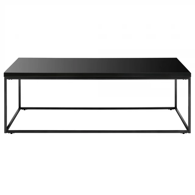 Black high gloss coffee table with wood finish and modern rectangular design