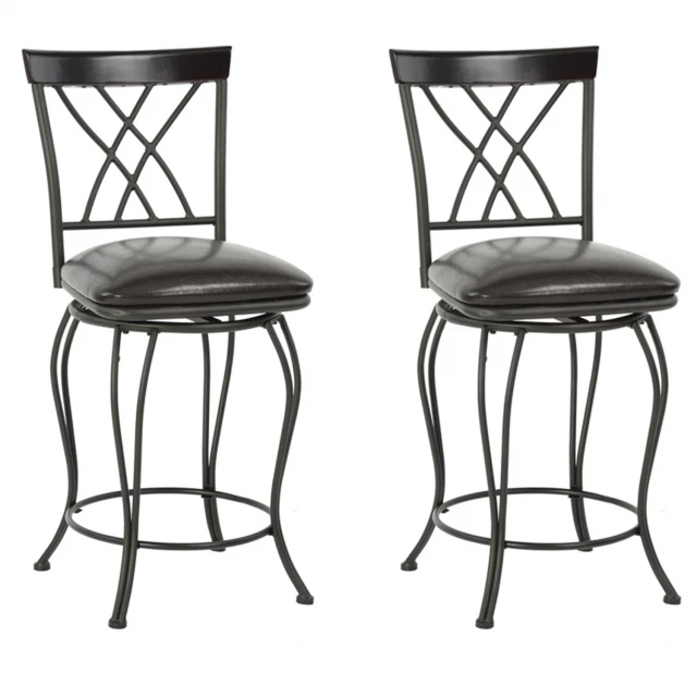 Steel swivel counter height bar chairs with white patterned comfort and creative arts design