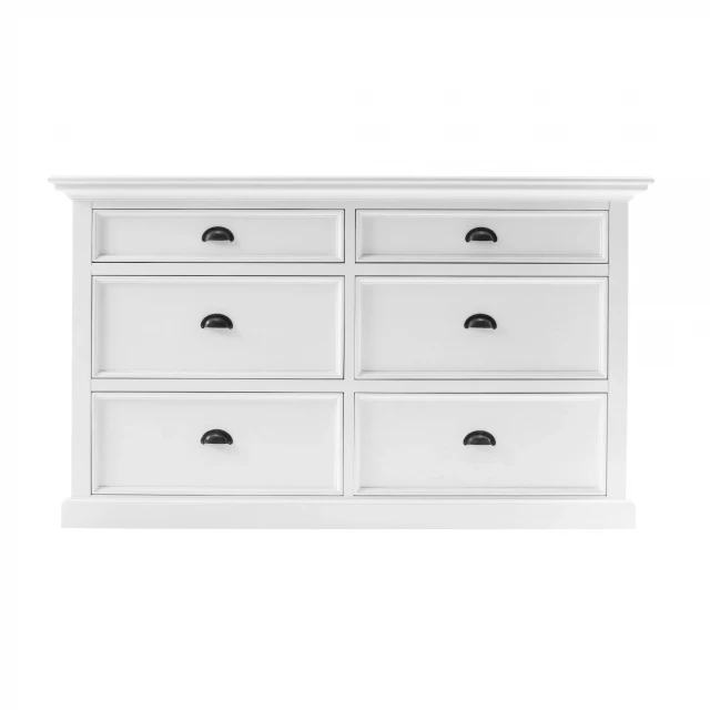 White solid wood six drawer sideboard with cabinetry dresser and chest of drawers design