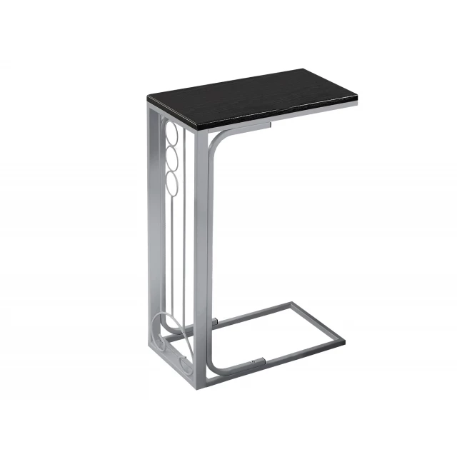 Gray black end table with metal aluminium frame and electric blue accents