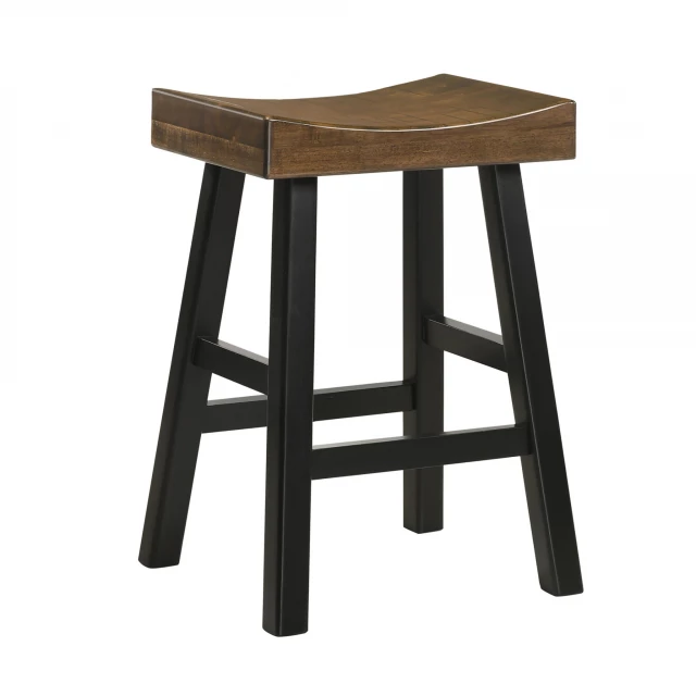 Wood backless counter height bar chair with wood stain finish