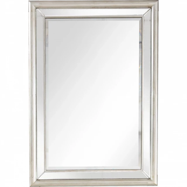 Silver leaf antiqued mirror with metal frame and glass fixture for online shop product image