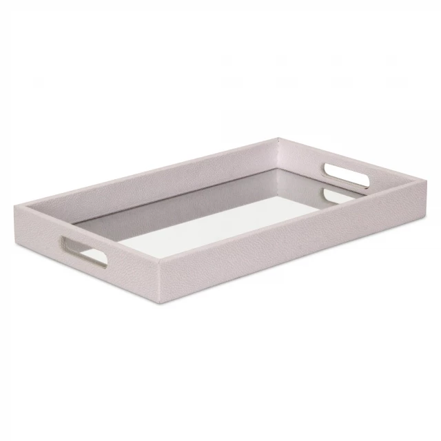 white shagreen mirror tray rectangular composite material