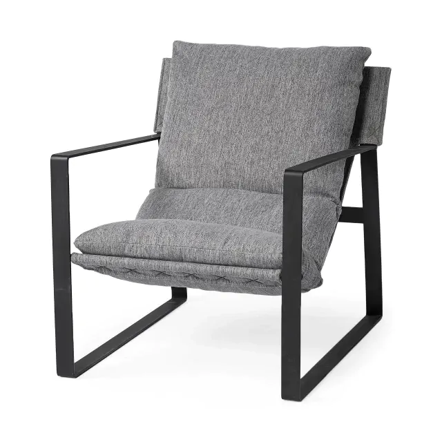 Stone Gray And Black Metal Sling Chair Stone Gray And Black Metal Sling Chair