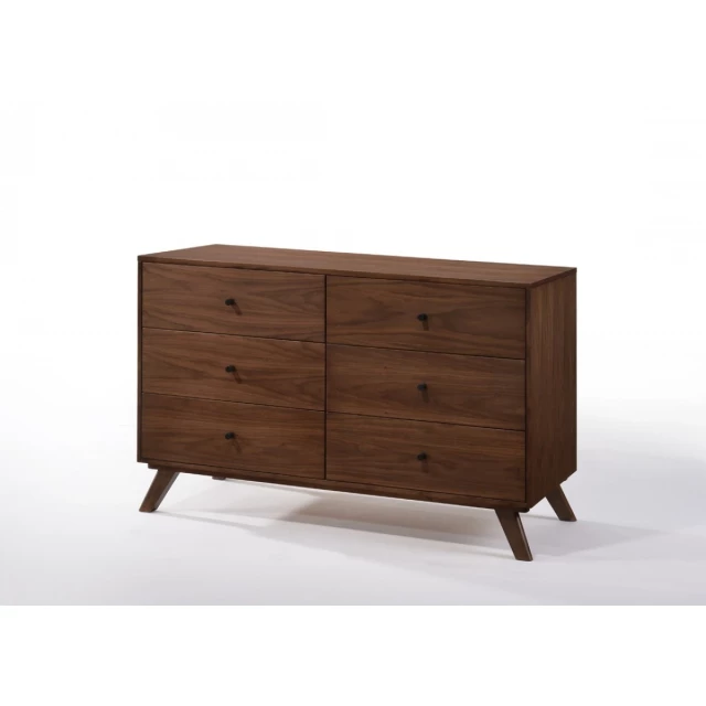 Solid wood six drawer double dresser in natural finish