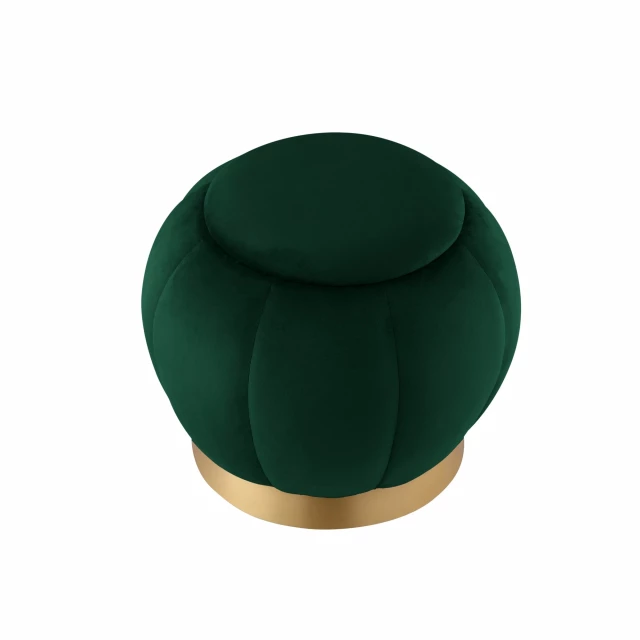 hunter green velvet gold round ottoman in elegant design with artistic elements