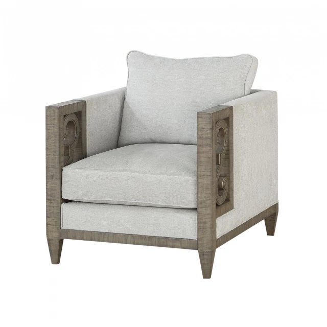 Salvaged natural upholstery wood leg chair with comfortable armrests for home furniture decor