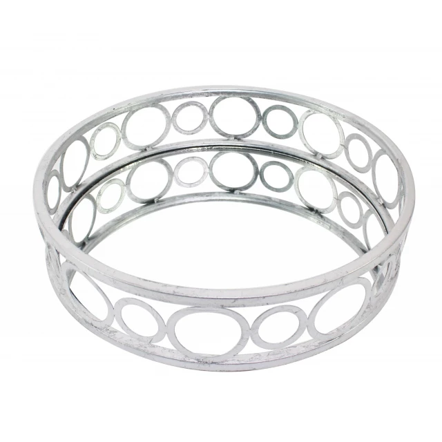 silver classic mirror tray with metal frame fashion accessory
