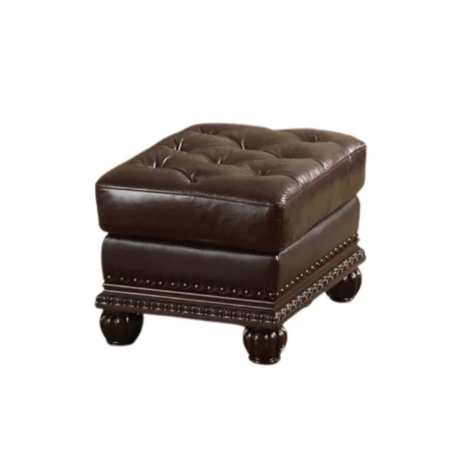 Brown faux leather tufted ottoman comfortable rectangle outdoor furniture