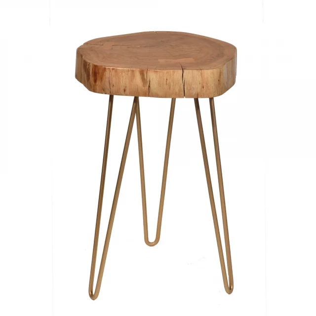 Natural solid wood round end table with hardwood and wood stain finish