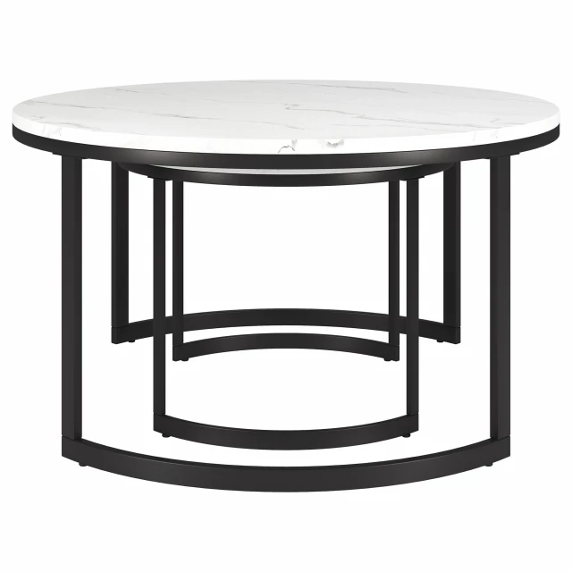 Marble steel round nested coffee tables in modern furniture design