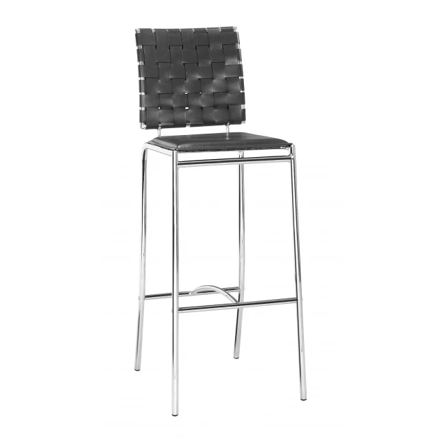 Low back bar height bar chairs with metal frame and parallel lines suitable for outdoor use