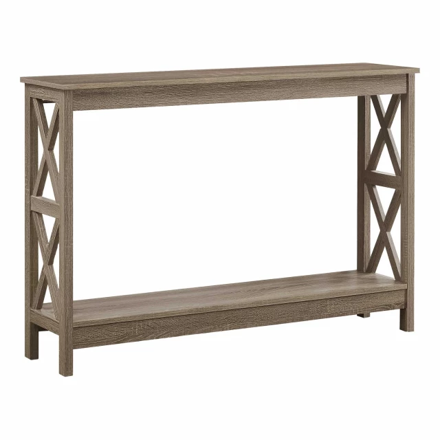 taupe console table storage made of wood with natural finish