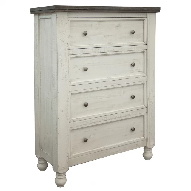ivory solid wood four drawer chest in minimalist style