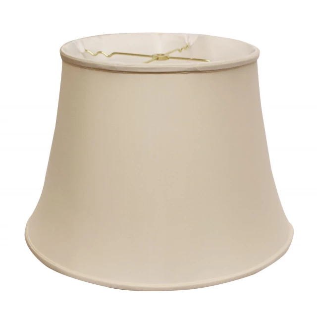 Sloped Euro Bell Pongee Shantung Lampshade with Beige Ceiling Fixture and Metal Light Fixture