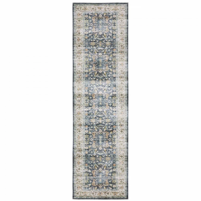 stain resistant non skid runner rug with rectangle pattern and symmetrical design