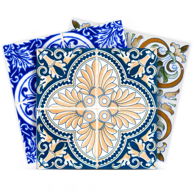 mix mosaic removable peel stick tiles with rectangle pattern and electric blue symmetry
