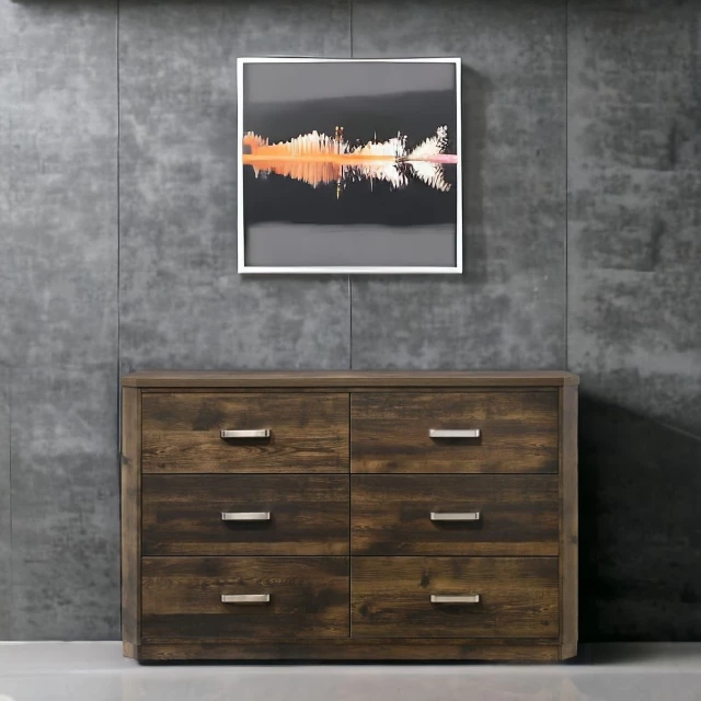 manufactured wood six drawer double dresser in elegant design