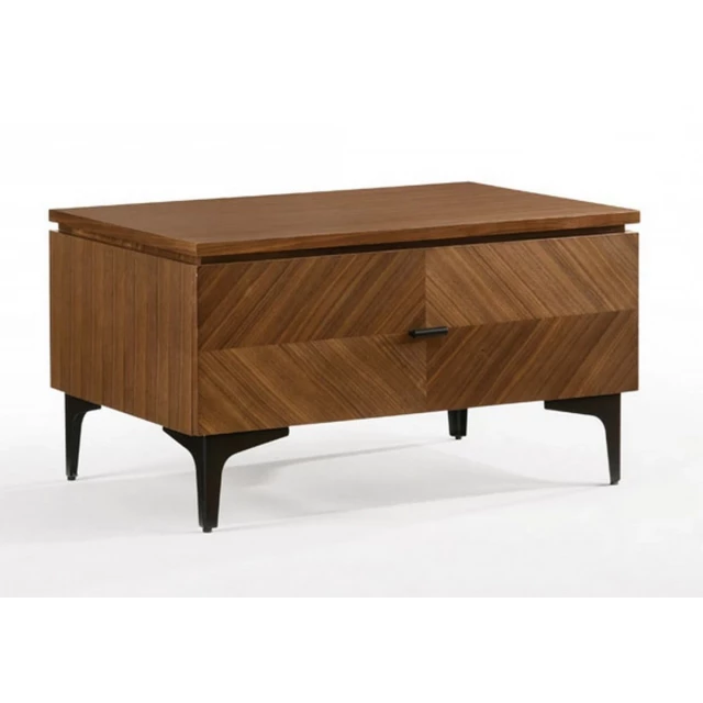 Mid century walnut nightstand with drawers and wood stain finish