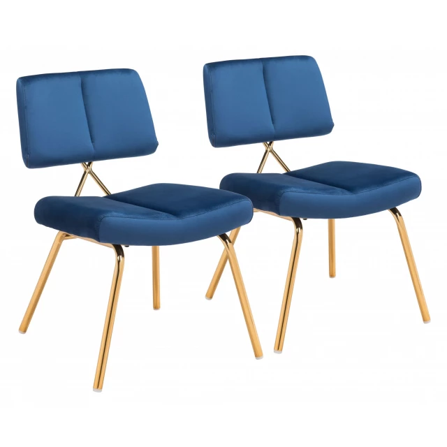 Gold King Louis back dining chairs in electric blue with wood and composite materials