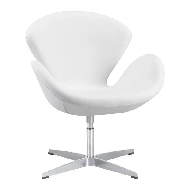 White scoop swivel chair with comfortable cushioned seat for modern home and office decor