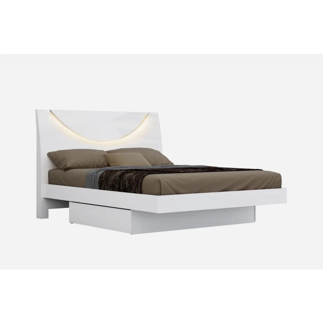 Solid wood queen-sized bed with white finish