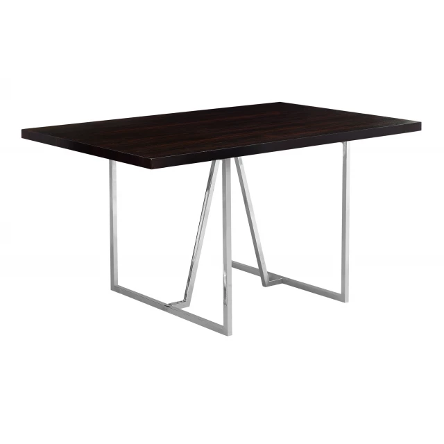 Espresso silver metal dining table with outdoor furniture design and rectangular coffee table features