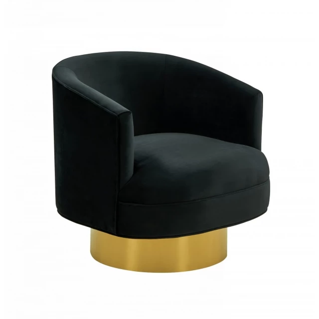 Modern black gold velvet accent chair with comfortable seating and sleek design