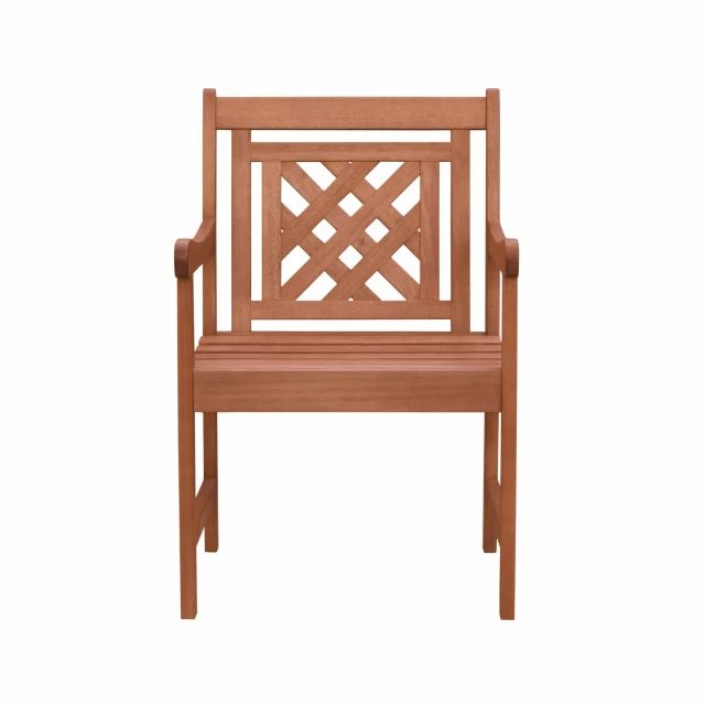 Brown dining armchair with hatched back design