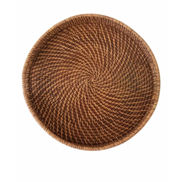 rattan indoor outdoor handmade tray with handles