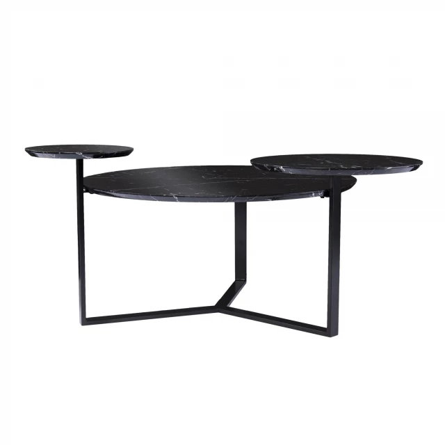 Manufactured wood and metal form coffee table in a modern furniture design