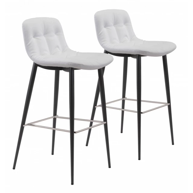 Low back bar height bar chairs in white composite material offering comfort and style