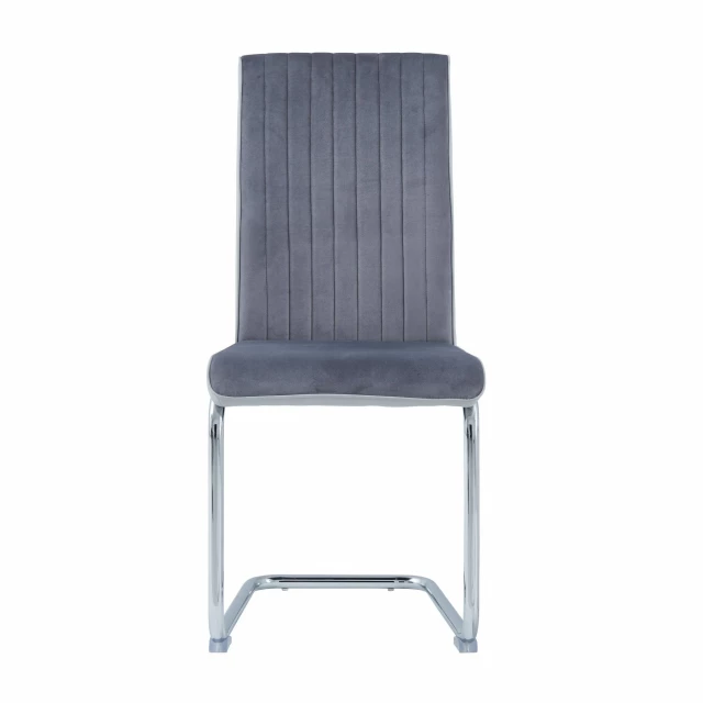 Tone grey chrome dining chairs with hardwood and metal construction