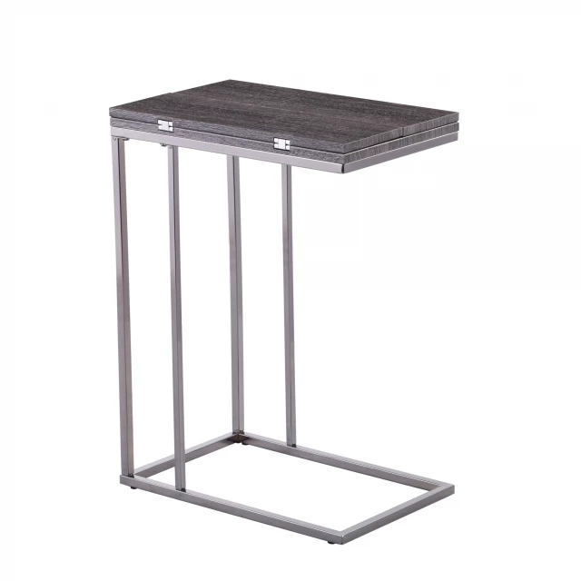 Silver gray expandable rectangular end table suitable for outdoor furniture