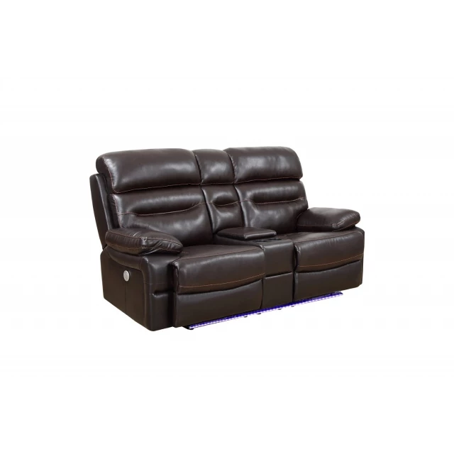 Leather power reclining love seat with storage and comfortable armrests for home furniture