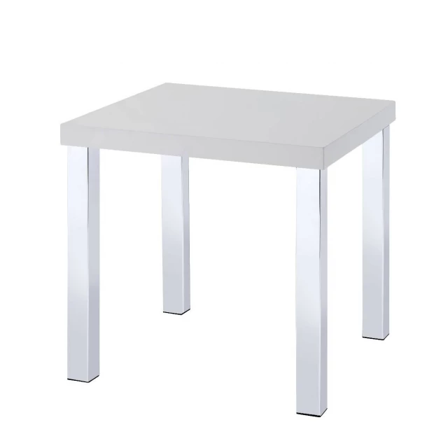 alt=White high gloss square end table furniture for modern outdoor and indoor decor