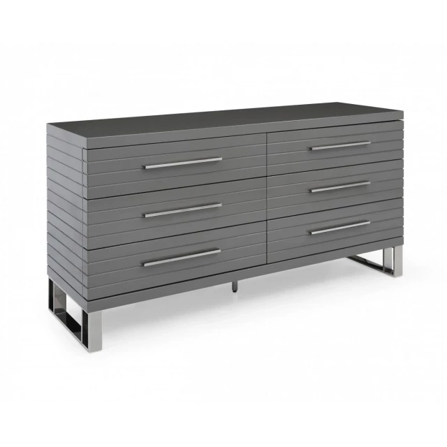 Solid manufactured wood six drawer dresser in light oak finish