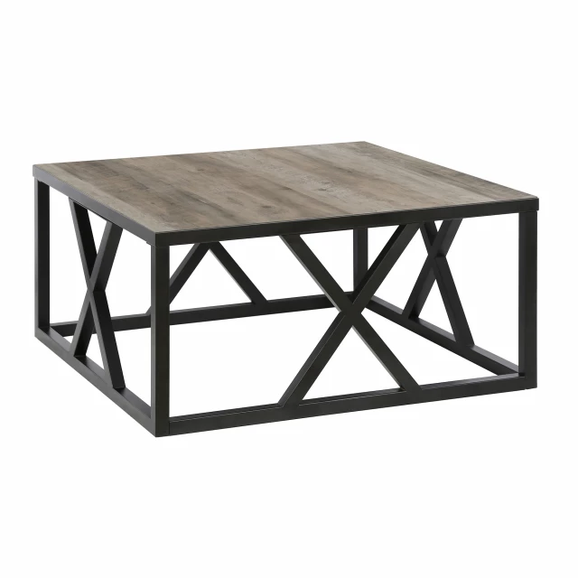 Black steel square coffee table for modern outdoor furniture design