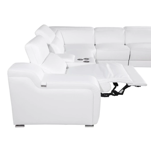 Reclining curved seven corner sectional console with armrests for comfortable seating in furniture design