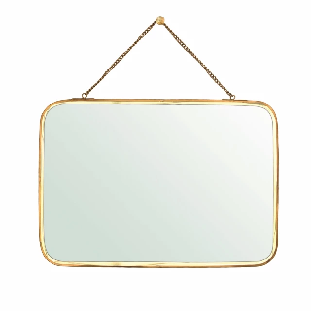 Gold metal horizontal wall mirror for home decor with sleeve
