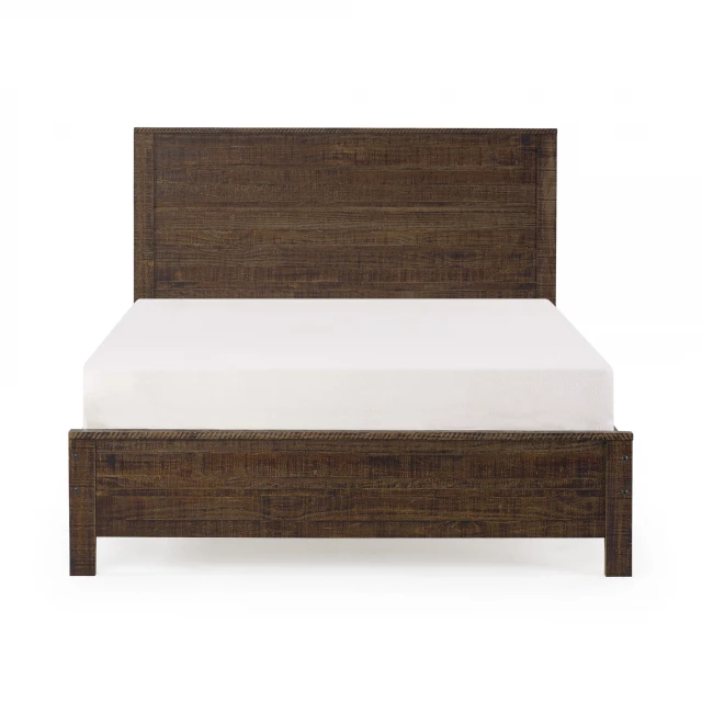 Brown solid wood queen bed frame in minimalist style